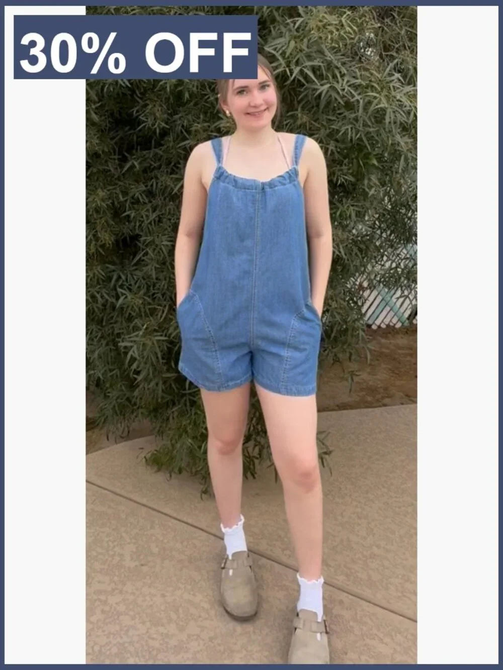 Women's Denim Overalls Shorts Romper Loose Fit Tie Back Summer Jumpsuit